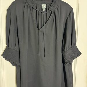 Worthington Black Blouse with Ruffled Sleeves